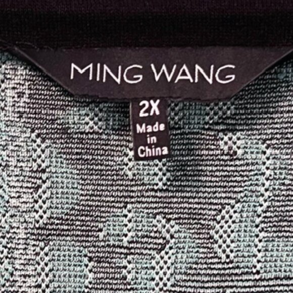 Ming Wang Pullover Tunic Sweater, Turquoise/Black pattern,  Size 2X - Picture 2 of 8